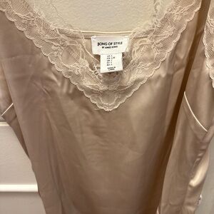 Song of Style Satin Chemise with Lace Trim